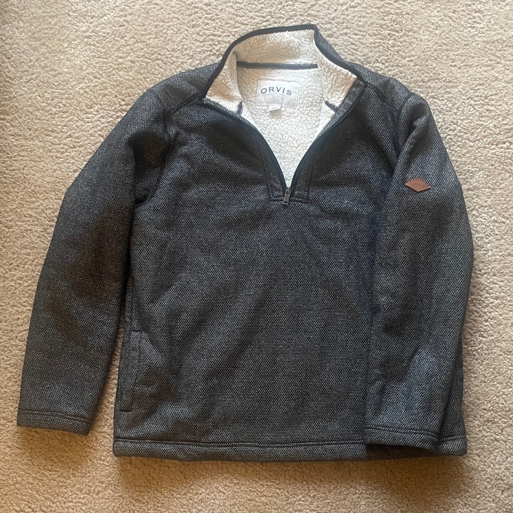 Orvis Charcoal Heather Quarter-Zip Sherpa Pullover